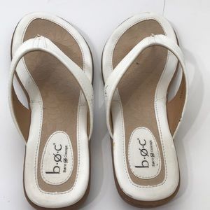 Born white leather flat sandals.